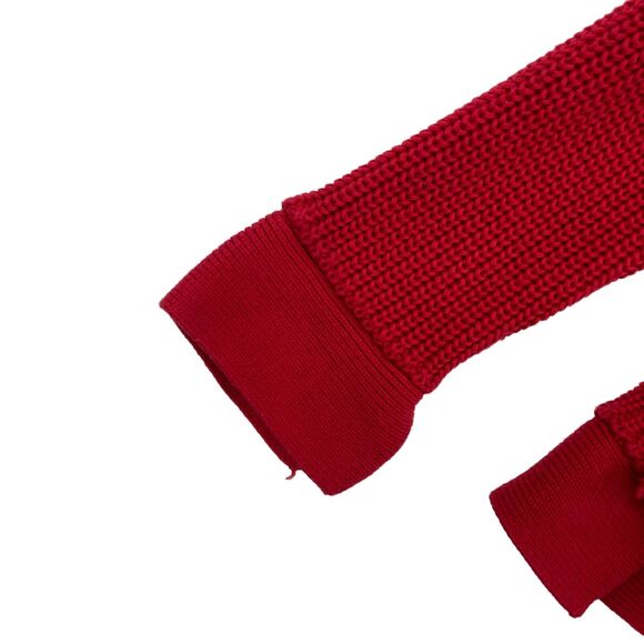 LOFT Women's Red Cable-Knit Long Sleeve Lace Up Tie Slit Pullover Sweater Size S - Picture 3 of 14